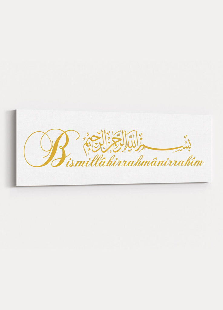 Die edle Basmalah Leinwand - Weiß / Gold - Islamic Art