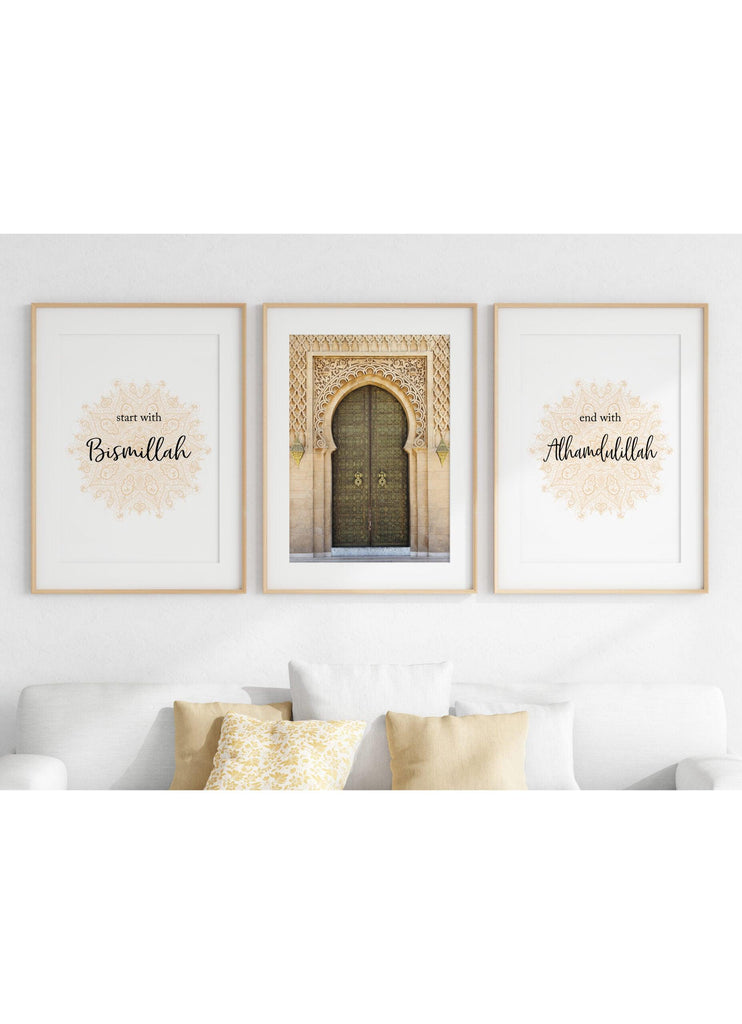 Start With Bismillah Marrakesch Mandala Posterset - Islamic Art