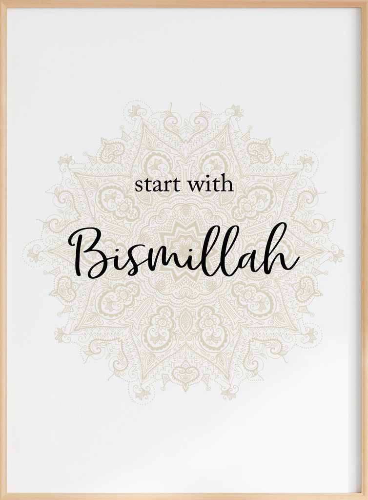 Start With Bismillah Mandala Poster - Islamic Art